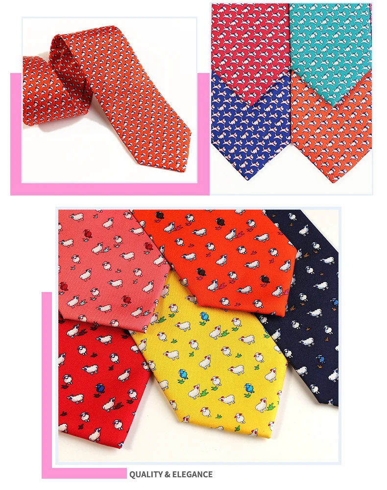Schneider Smith Neue Mode Gedruckt Tier 100% Silk Krawatten Flamingo Hund Schafe Druck Männer Anzug Freizeit Muster Silk Krawatte Krawatte – Detail 19
