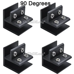 4PCS 90Degrees Black Glass Clamp 4-20mm Glass Board Double Sides Aluminum Glass Clamps Shelves Support Bracket Clips GF396