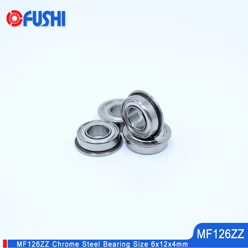 MF126ZZ Flange Bearing 6*12*4 mm ( 10 PCS ) Double Shielded Miniature Flanged MF126 Z ZZ Ball Bearings MF126-2Z MF126Z