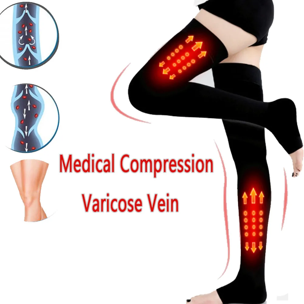 

2 Grade Women Medical Compression Knee high Socks Physiotherapy Elastic Nursing Socks Varicose Vein Circulation Socks 23~32mmHg