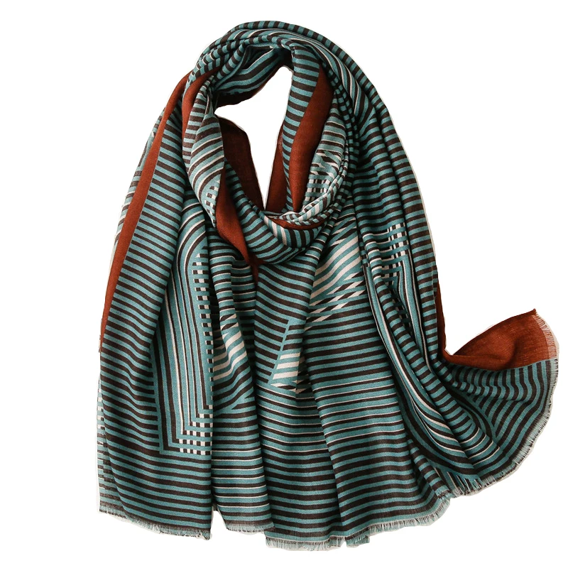 

2021 Beautiful Stripe Pattern Fringe Scarves Shawls Women Long Soft Head Wrap Hijab Free Shipping