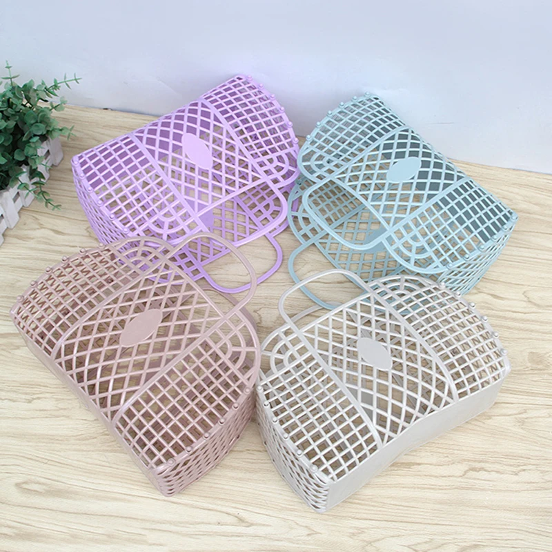 1pcs Bathroom Laundry Basket Foldable Mesh Portable Plastic Bathroom Laundry Basket Assemble the Wash Basket