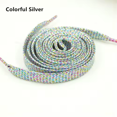 1 cm Width Colorful Lurex Shoelaces Trendy Bright Colorful Fall Winter Shoelaces Sneaker White Casual Sports Leather Shoes Laces - Image 21