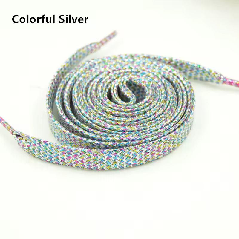 1 cm Width Colorful Lurex Shoelaces Trendy Bright Colorful Fall Winter Shoelaces Sneaker White Casual Sports Leather Shoes Laces - Image 21