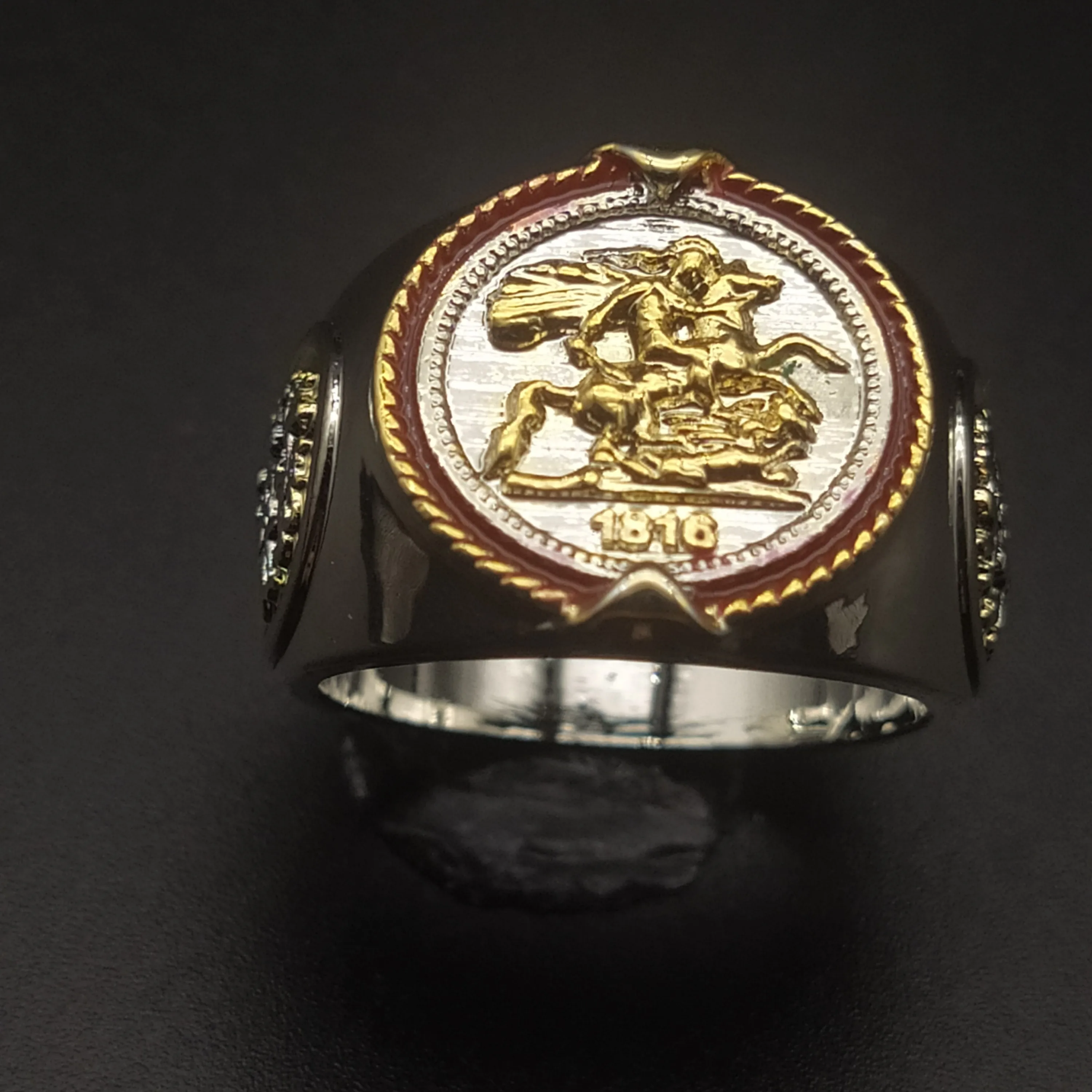 

New Fashion Retro Personality Ring 1816 Year Without A Summer Warrior Ring Ancient Egyptian Style Anubis Titanium Steel Ring