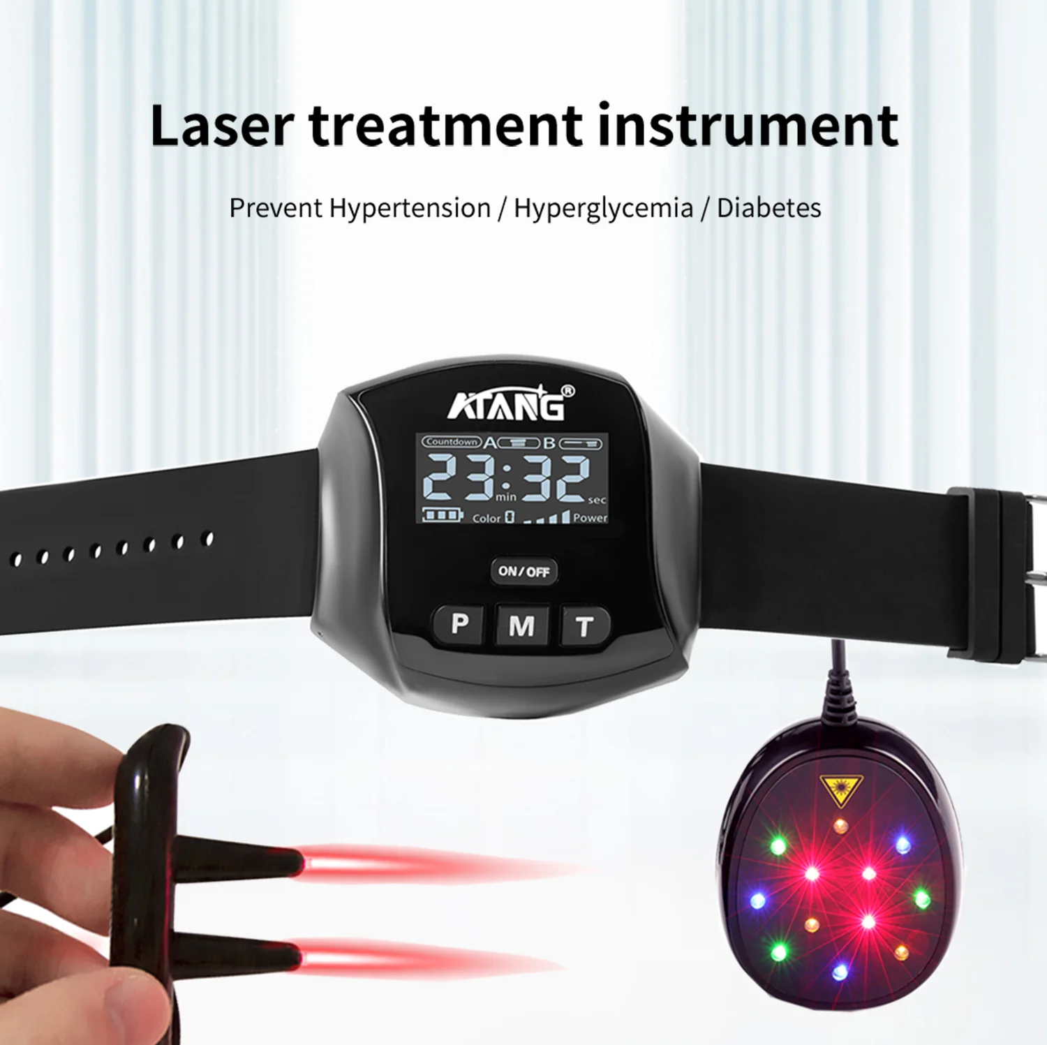 Reloj de pulsera LLLT para terapia láser, dispositivo de 650nm para tratamiento de hipertensión, Diabetes y colesterol, terapia de Sinusitis, diodo