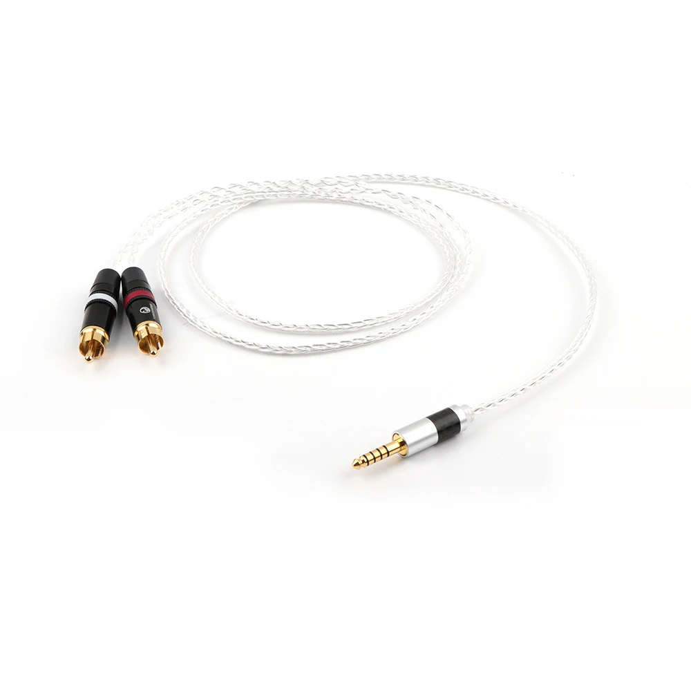 Preffair 2.5mm TRRS/4.4mm Balanced Male 3.5mm Jack to RCA Plug Aux Cable 8x1.0mm Silver Wire Headphone Amp