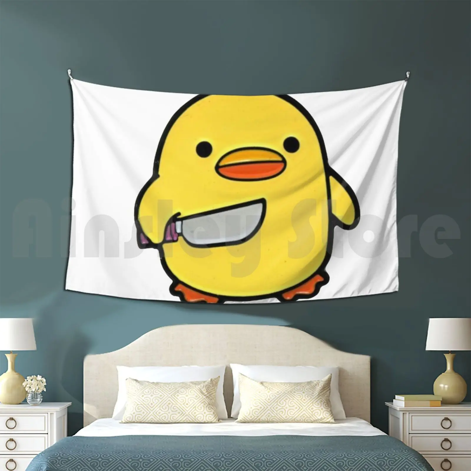 Duck The Killer Tapestry Living Room Bedroom Duck Kill Killer Knife Ducky