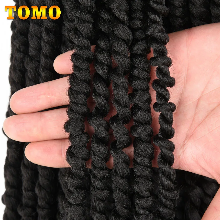 TOMO Pre-twisted Passion Twist Crochet Hair 12 18 24 Inch Pre-looped Synthetic Crochet Braiding Hair Extensions For Black Women