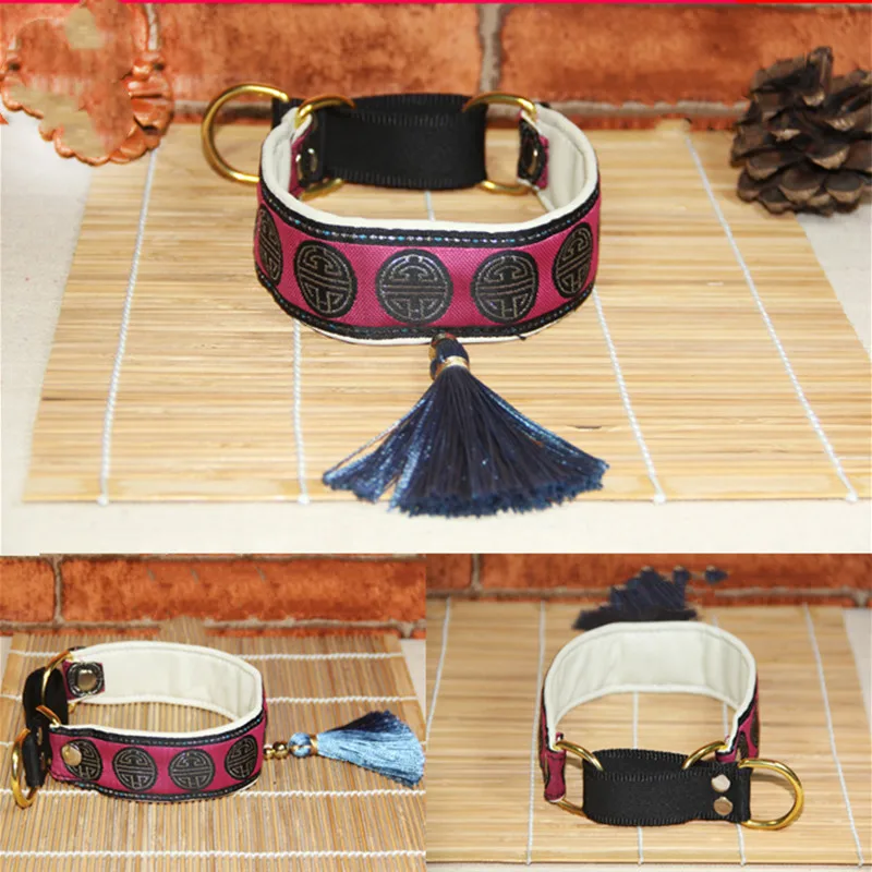 Ethnic Sheepskin Dog Collar, Soft Tassel Collar, Suitable for Italian Greyhound and Whippet