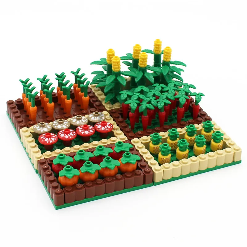 MOC Farm Crop Plant Pumpkin Radish Pineapple Mushroom Maize City Street View Building Blocks Bricks Compatible with Assembles