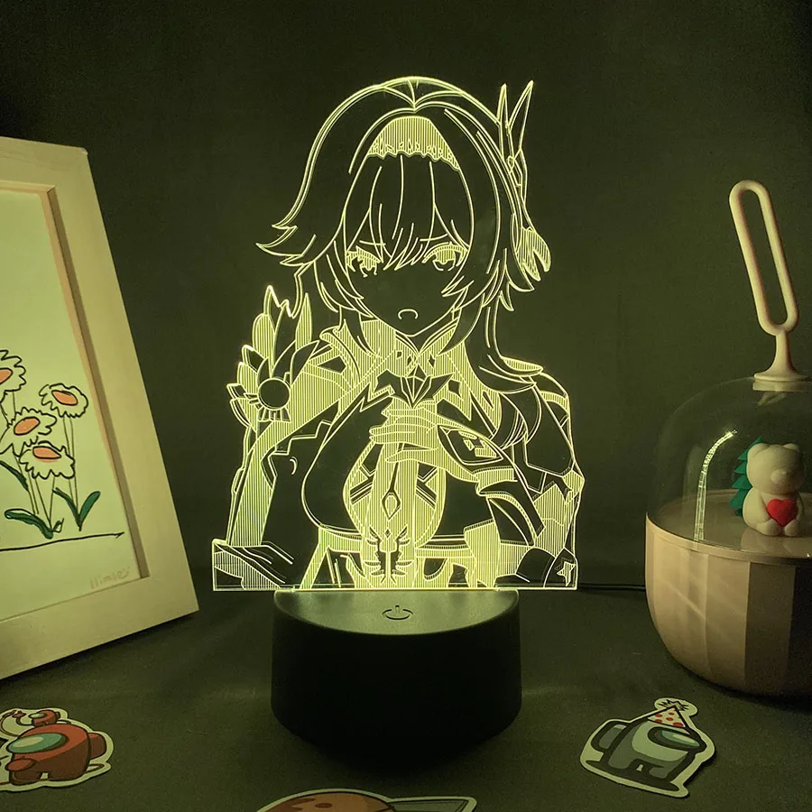 Genshin Impact Game Figure Eula 3D Night Light Led Lava Lamp Birthday Cool Gift For Friend Gaming Room Table Colorful Decor Xmas