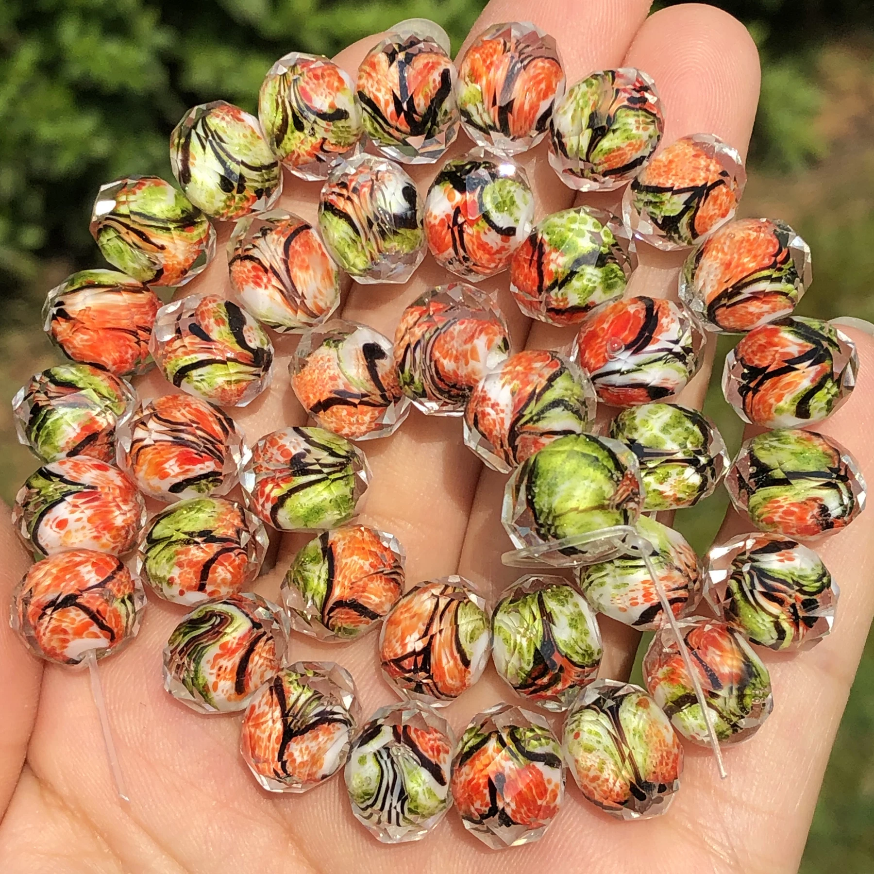 12mm Murano Transparent Faceted Rondelle Orange Gelb Lampwork Kristall Glas Perlen Für Armband Machen Frauen Diy Zubehör