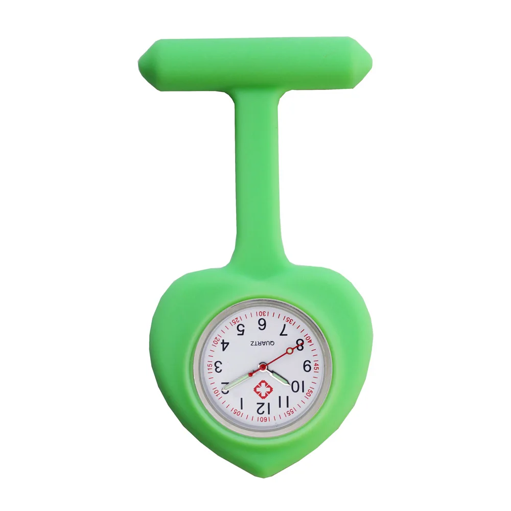 New Silicone Nurse Watch Solid Medical Pocket Watch Doctors Clip-on Hanging Lapel Watch Love Heart Shaped Gifts Wholesale