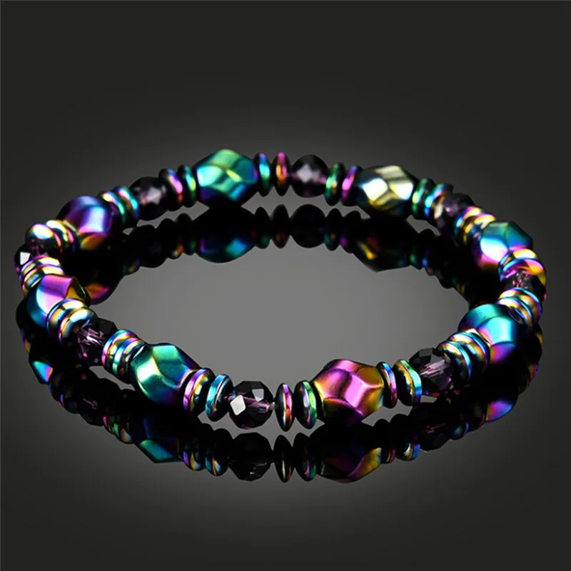 Magnetic Hematite Health Bracelet for women Men Many Colors Crystal healing Bangle Colorful Magnetite 5.5 CM(2.16 IN)