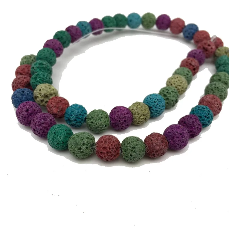 Natural Lava Volcanic Rock Stone Beads Rubber Colorful Round Loose Spacer Bead For Jewelry Making 6 8 10mm DIY Women Bracelets