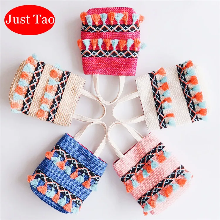 Just Tao! low pirce bag Childrens Fashion Straw Handbags Baby girls Summer beach totes Kids Mini handbags for vacation  JT016