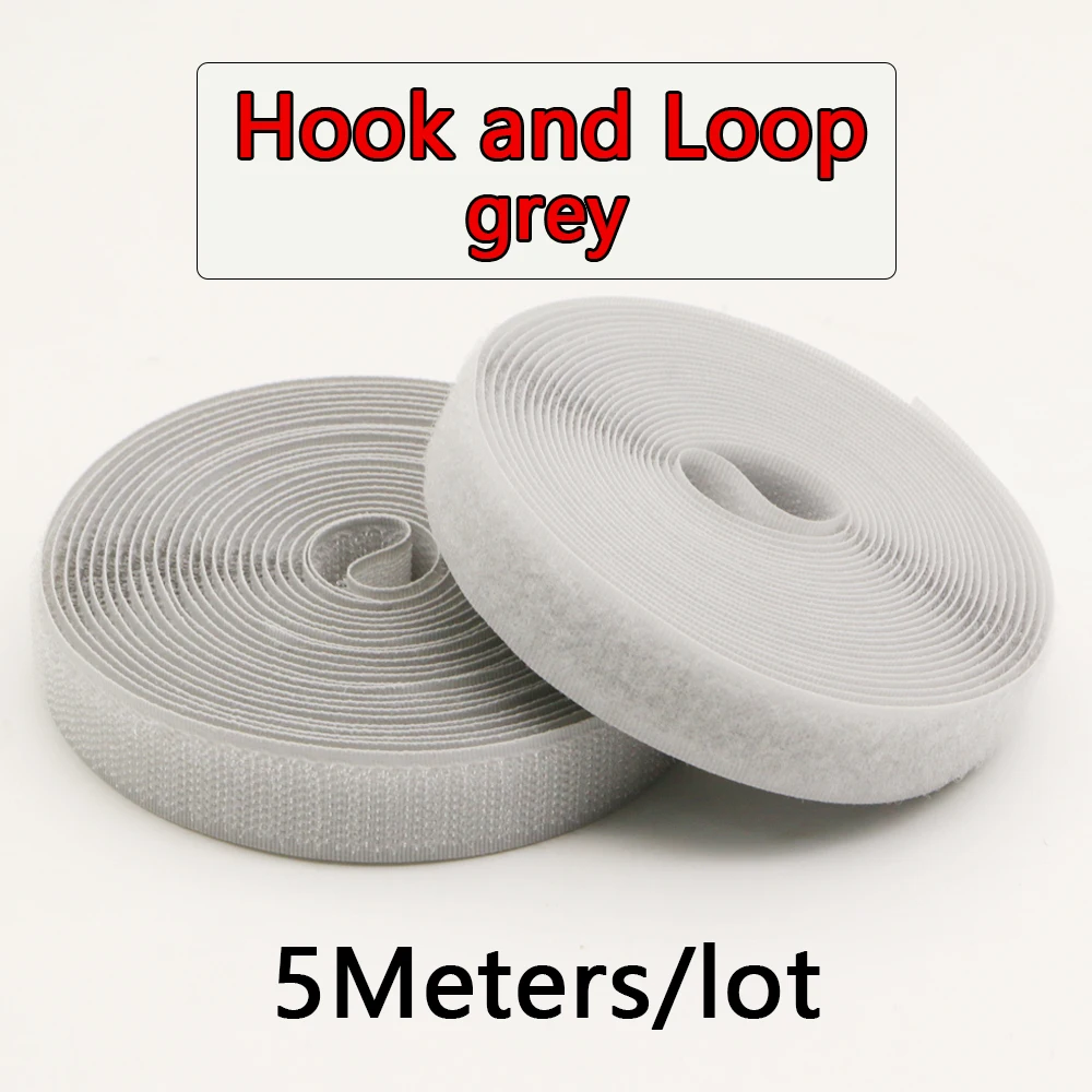 5Meters/Pairs 20mm Grey Non-Adhesive Hook and Loop fastener Tape Sewing-on the hooks adhesive Magic tape DIY/No glue