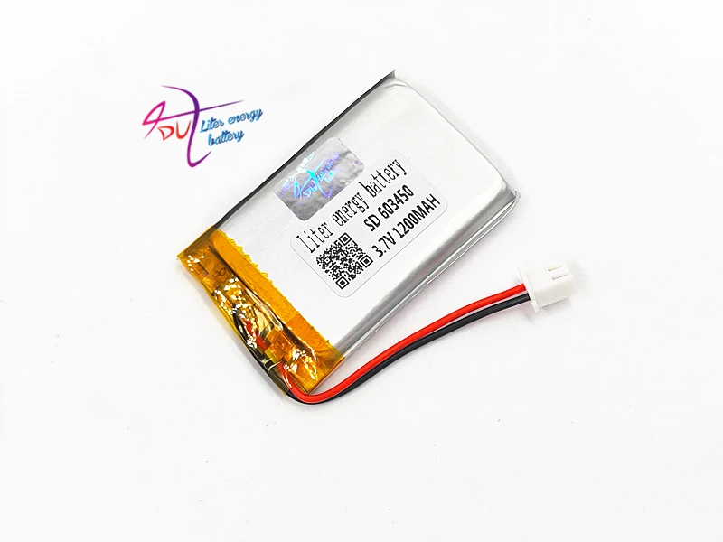 JST 2.54mm 2 pin 603450 3.7V 1200MAH 063450 litowo-polimerowa lipo akumulator do Mp3 słuchawki PAD DVD kamera bluetooth