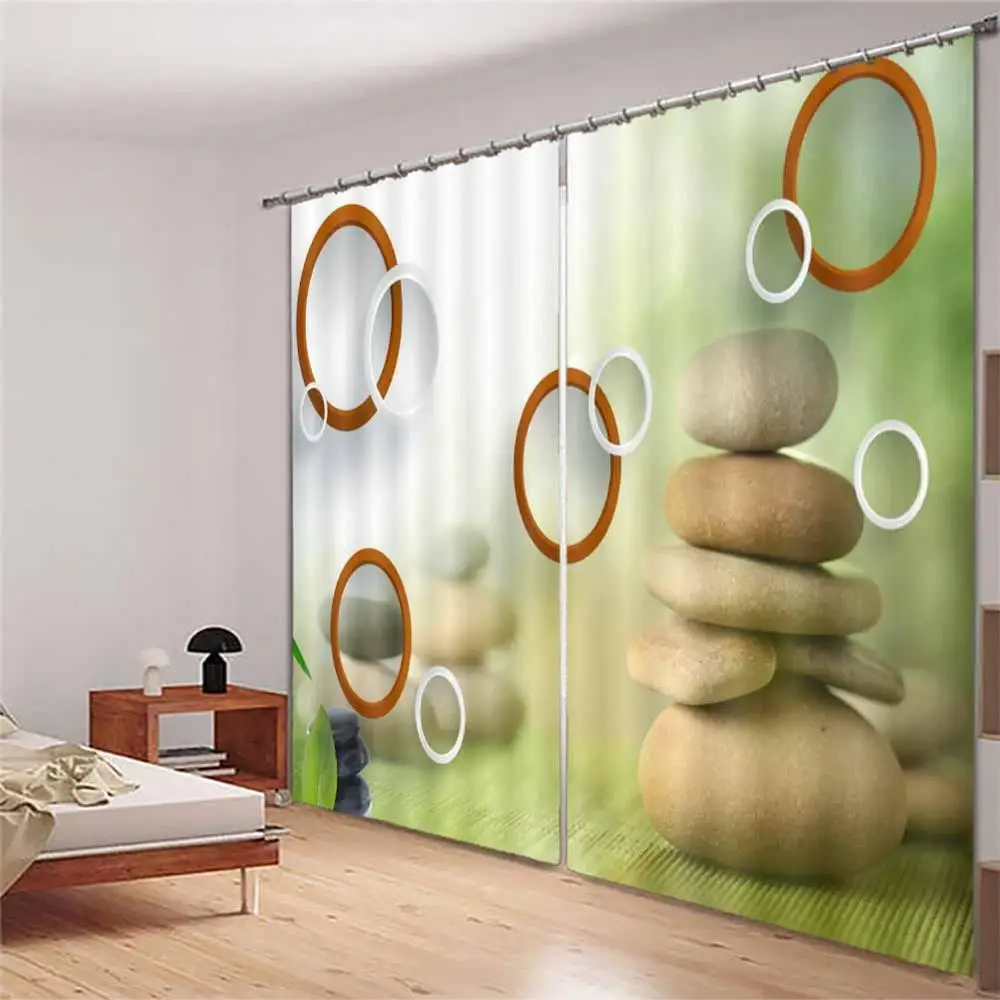 2019 Beautiful European Circle pebbles Curtains For Living Room Bedroom Home Goods Curtains 3D