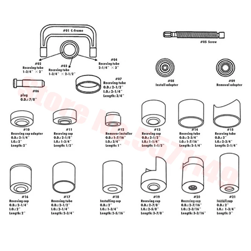 21pcs/set Car Ball Joint Service Tool Kit Ball Joint Auto Repair Remove for Most GM Ford For Dodge 2 & 4 Wheel Drive Pickups Van