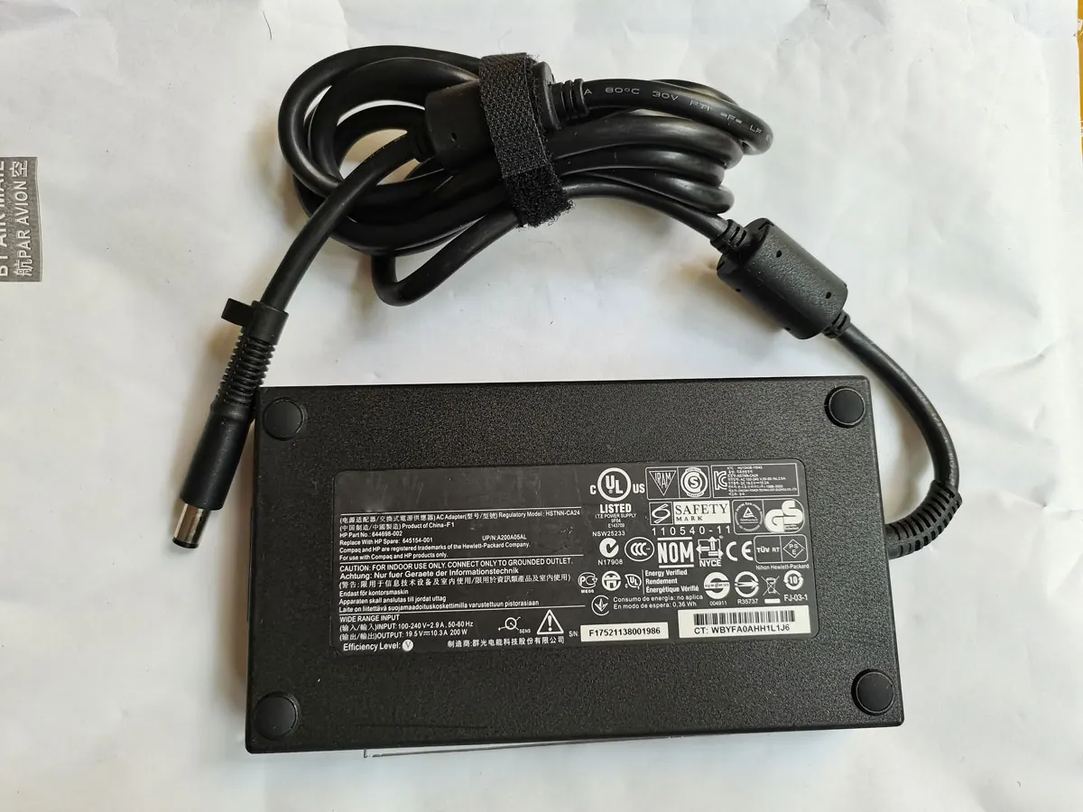 

Slim 19.5V 10.3A 644698-002 645154-001 7.4mm Pin AC Adapter For HP 200W zbook 15 17 g2 8560W 8570W 8740W Laptop Original Puryuan