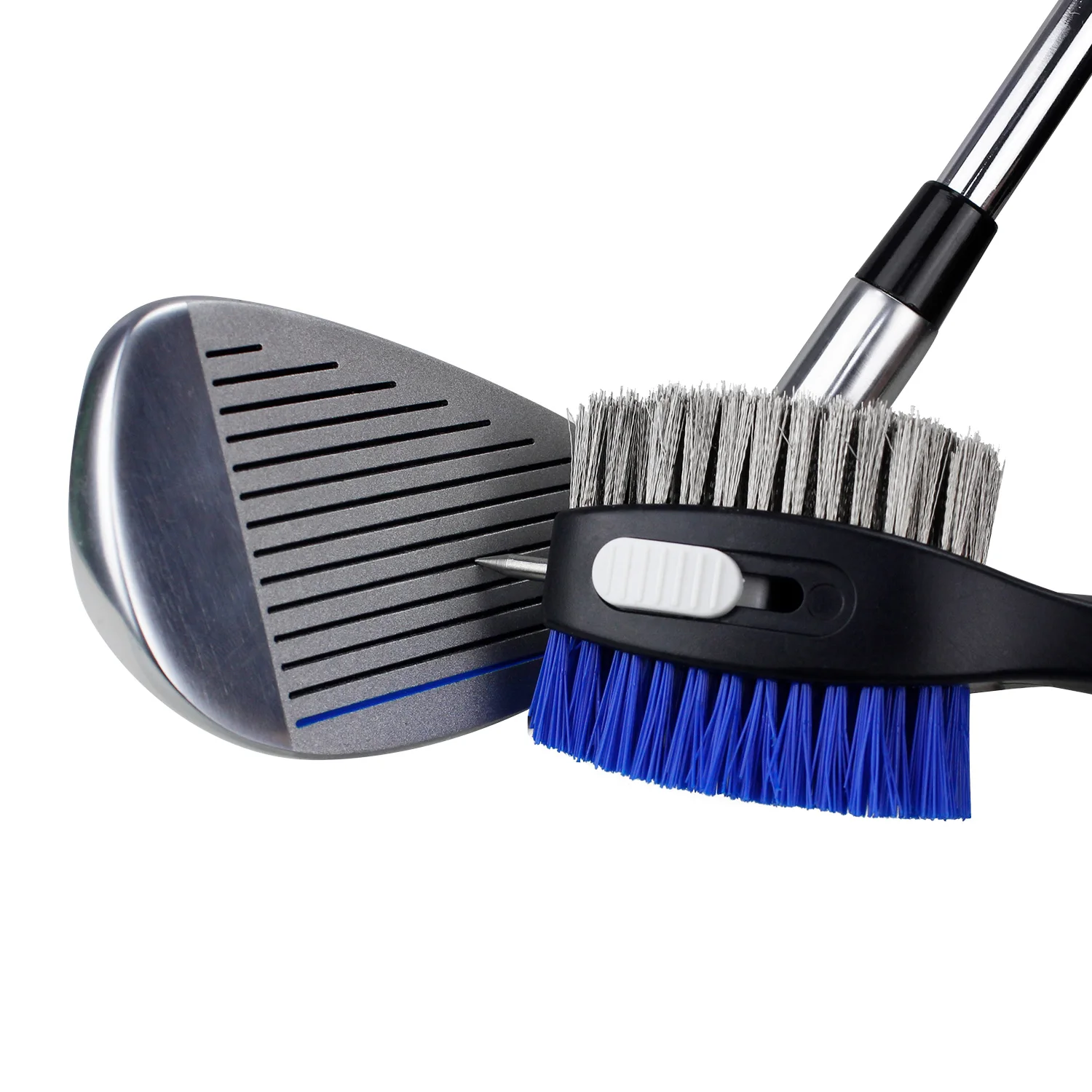 CRESTGOLF Escova de golfe com cerdas de fio de dois lados e cerdas de nylon com gancho para limpeza de acessórios de golfe