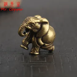 Pure Copper Elephant Small Statue Feng Shui Ornaments Handmade Brass Animal Crafts Home Decor Office Desk Decorations for Room
