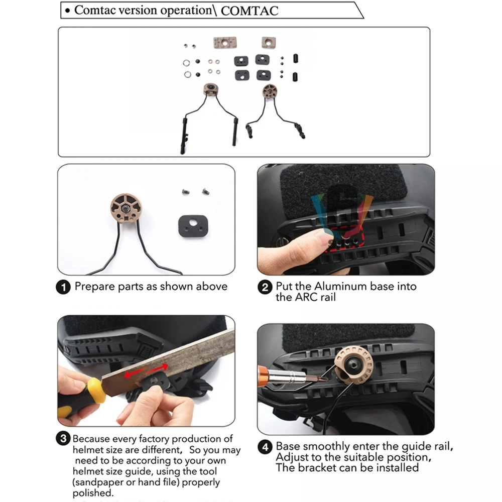 Tactical Comtac Headset ARC Rail Adapters For Fast Helmet Bracket Adapter M300 M600 Flashlight Comtac II Headphone Adapter