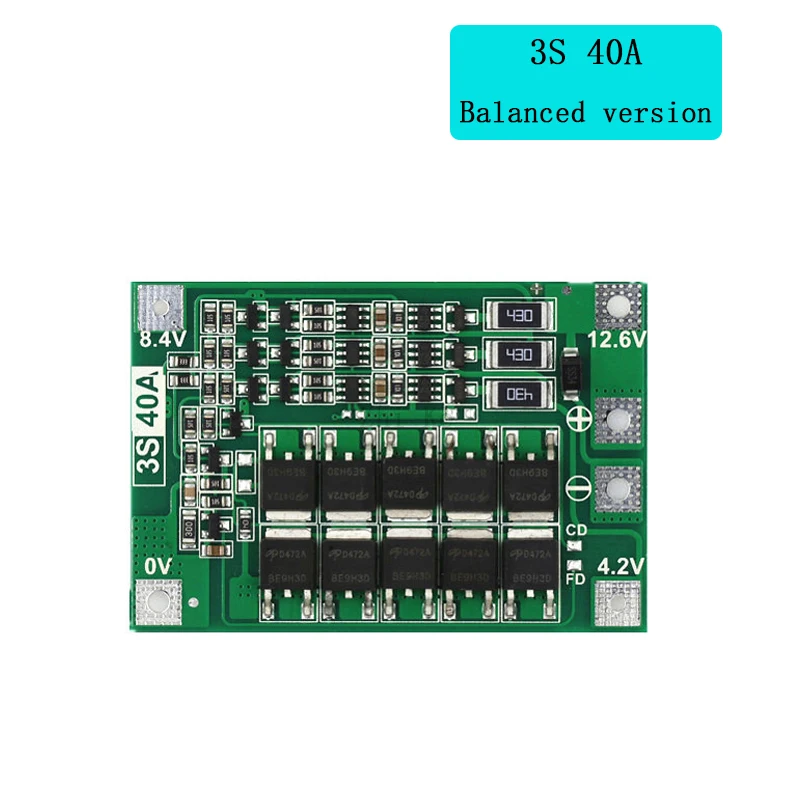 3S 4S 40A60A Li-ion Lithium Battery Charger Protection Board 18650 BMS For Drill Motor 11.1V 12.6V/14.8V 16.8V Equalizing charge