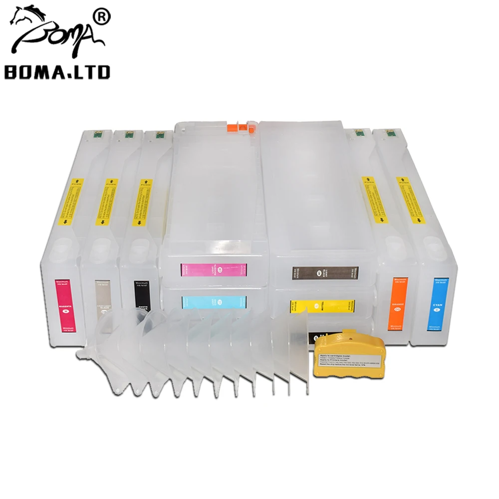 BOMA.LTD 700ML X11 Color Empty Refill Ink Cartridges For Epson 7900 9900 7910 9910 With Chip Resetter T6361 T636 T636A T636B