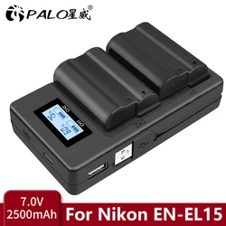 PALO EN EL15 EN-EL15A ENEL15 EN-EL15 Battery + LCD USB Charger for Nikon D500 D600 D610 D750 D7000 D7100 D7200 D800 D800E D810