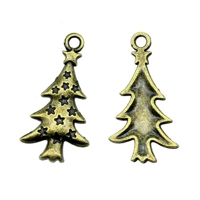 10Pcs 27*14mm Antique Silver Color Christmas Trees Charms For DIY Jewelry Making Bracelet/Keychain Pendant Accessories Handcraft