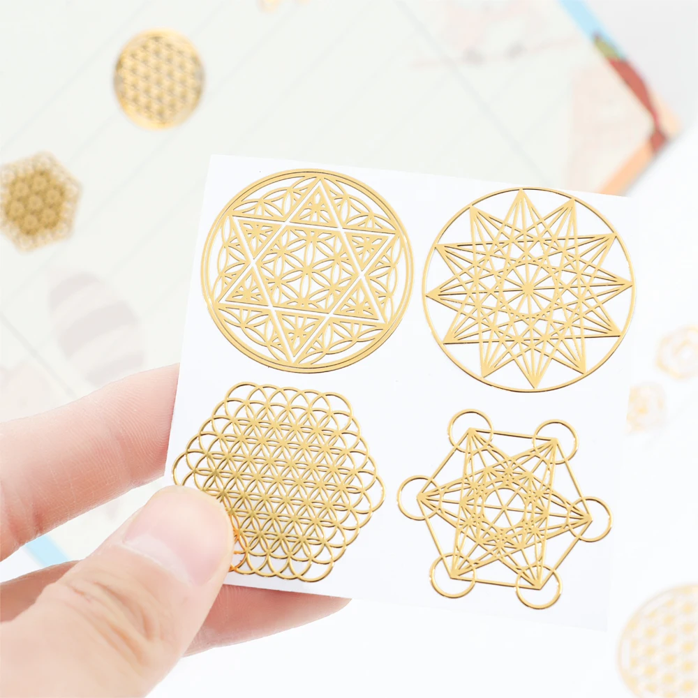 New Metal Energy Decor Sticker Flower Of Life Phone stickers Flower Life Tree Pyramid Epoxy Resin Material Jewelry Decor