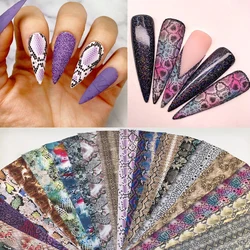 20 Sheets Snakeskin Nail Foils for Nails Transfer Paper Sticker Sexy Sliders Adhesive Paper Wraps Snake Nail Art Decorations