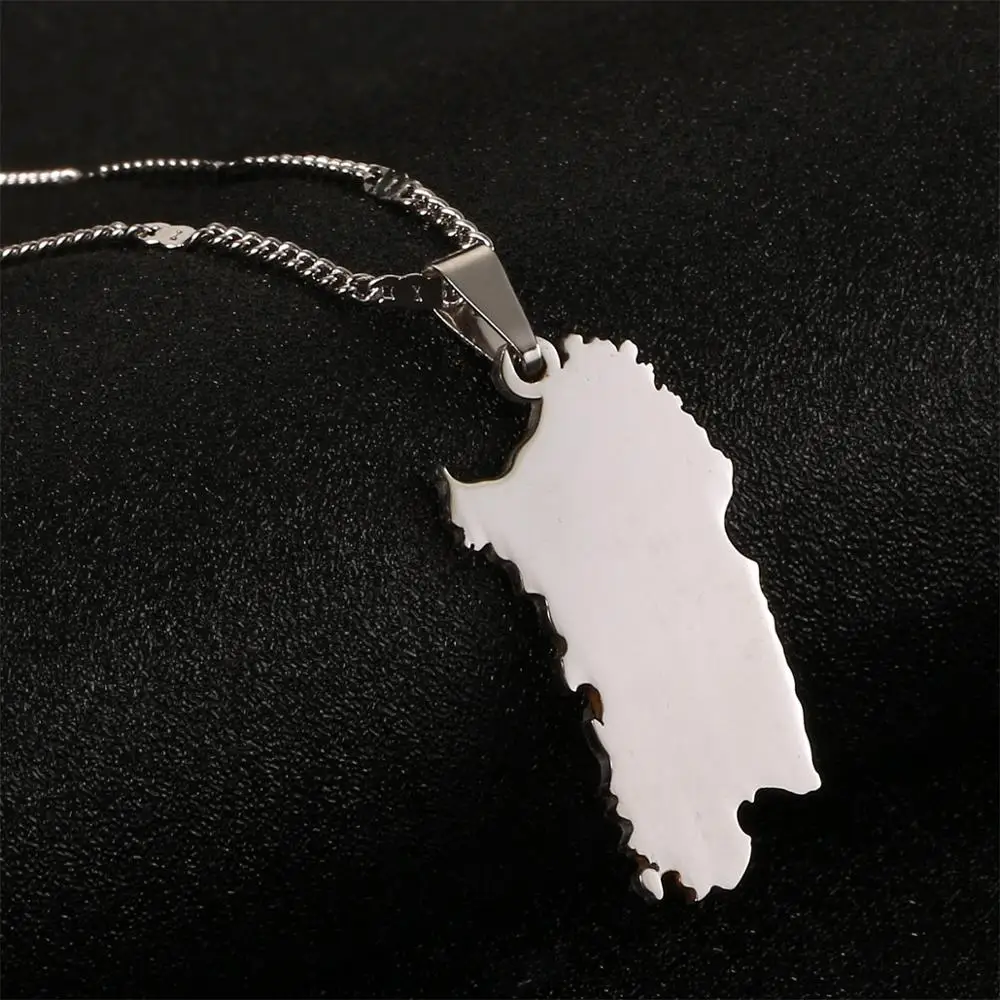 Stainless Steel Italy Sardinia Map Pendant Necklace Trendy Sardegna Charm Jewelry