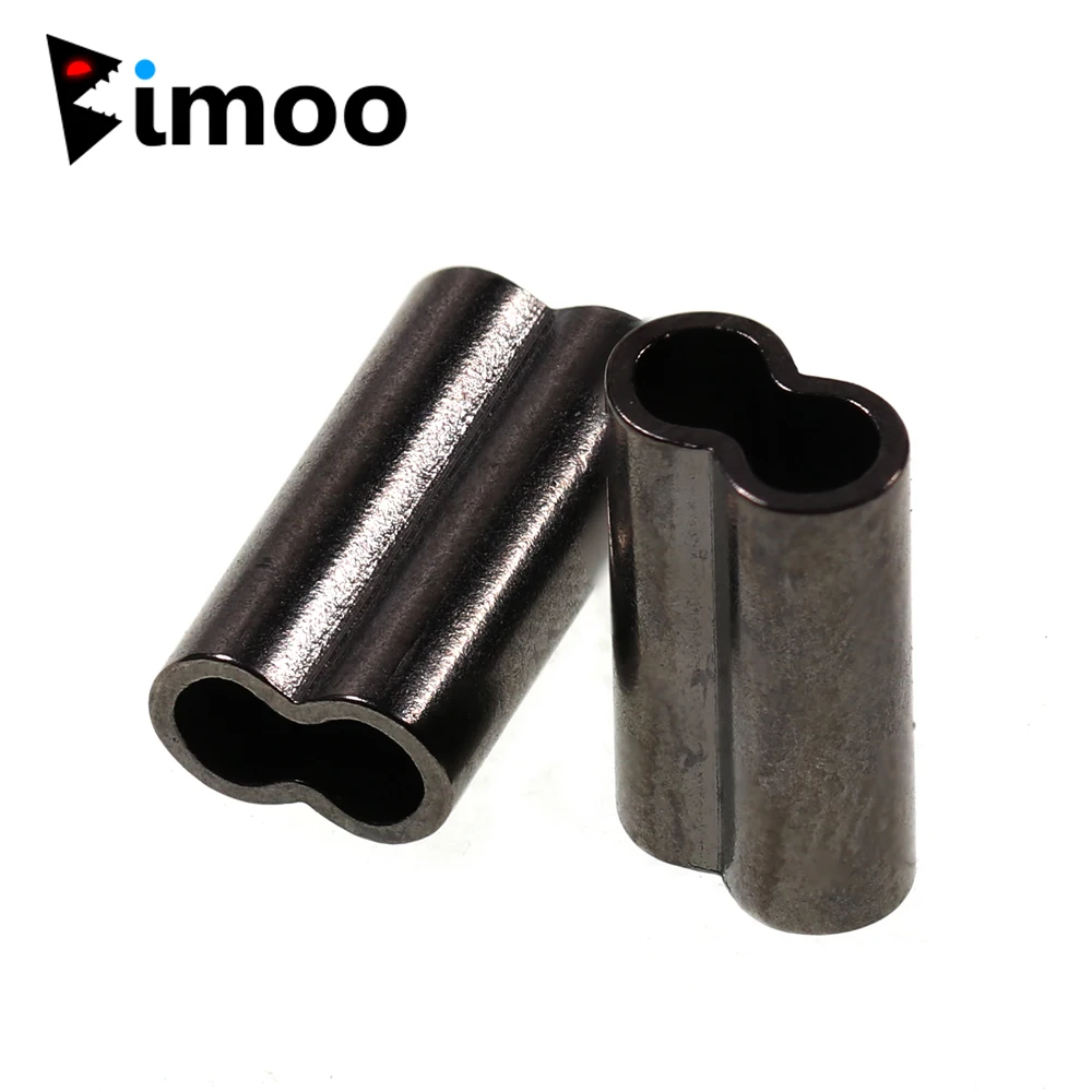 Mini Double Barrel Copper Sleeves for Mono Steel Wire Crimps Black Color Saltwater Fishing Rigging Accessories Terminal Tackle