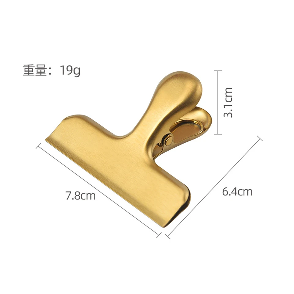 Stainless Steel Rose Gold Black Snack Sealing Clip Nordic Style Food Clip Household Multifunctional File Bill Clip