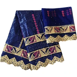 black guinea brocade tissus african bazin riche Fabrics with stones embroidered tulle african print fabric 5+2 yards/lot