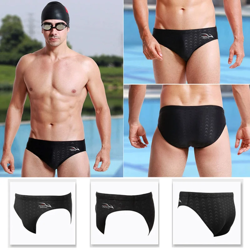 Men's Shark Skin Swim Trunks Quick Dry Swimwear Bathing Suit Triangle Short Briefs Swim Pool Male Beach Boxer Shorts