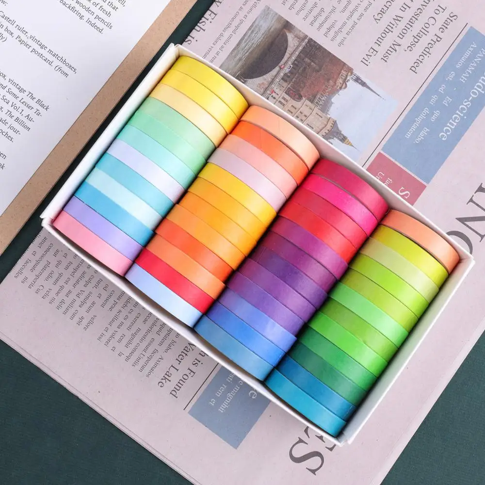 48pcs Rainbow Washi Tape Set 7.5mm Lace Paper Adhesive Masking Tapes Decoration Stickers Diary Album DIY F6718