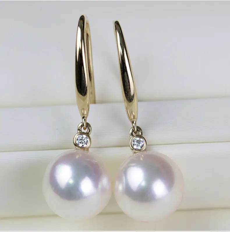 

free shipping gorgeous pair of 11-12mm south sea white pearl earring