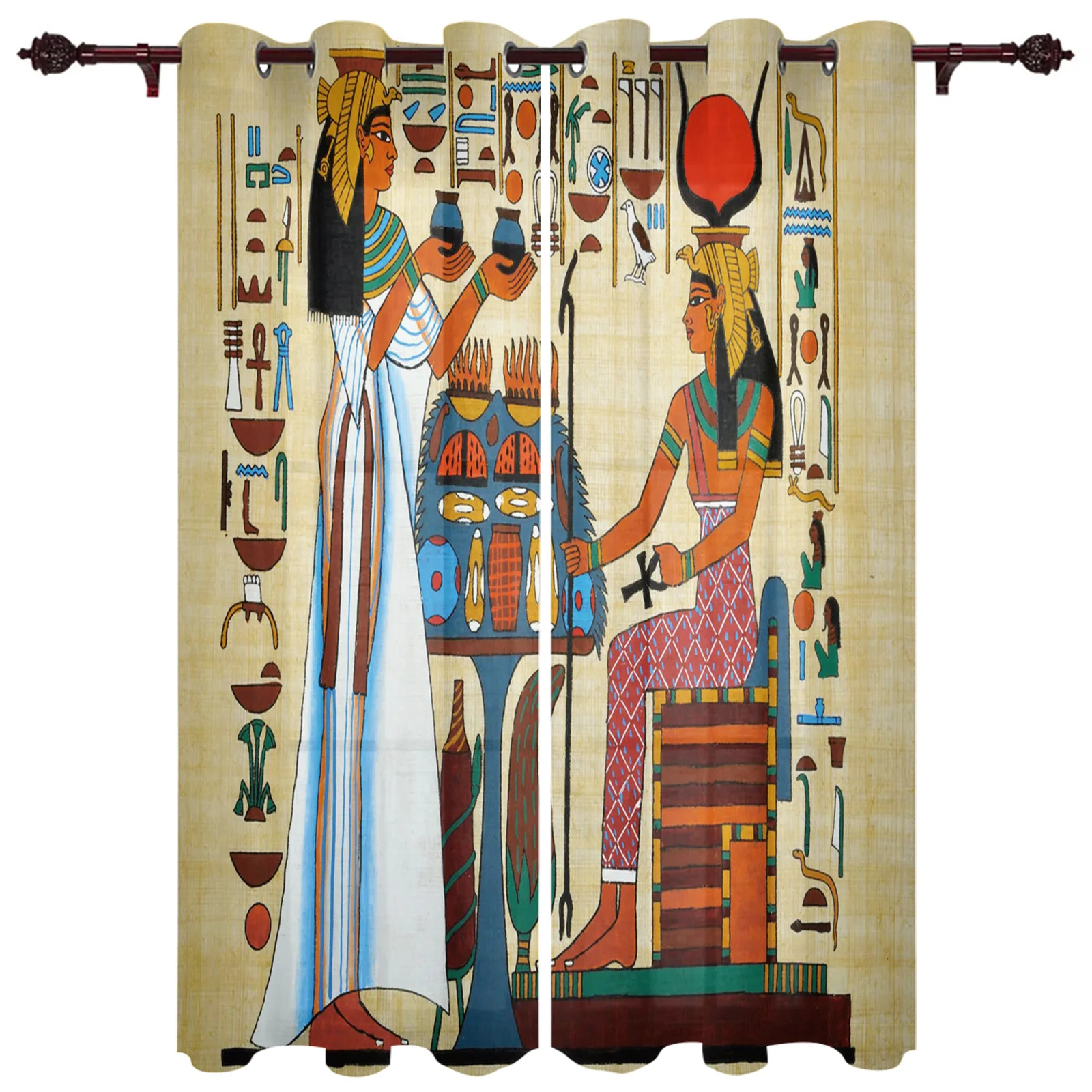 Outdoor Curtains Egyptian History Art Living Room Kitchen Curtain Drape For Patio Garden Gazebo Yard Valance Cutains