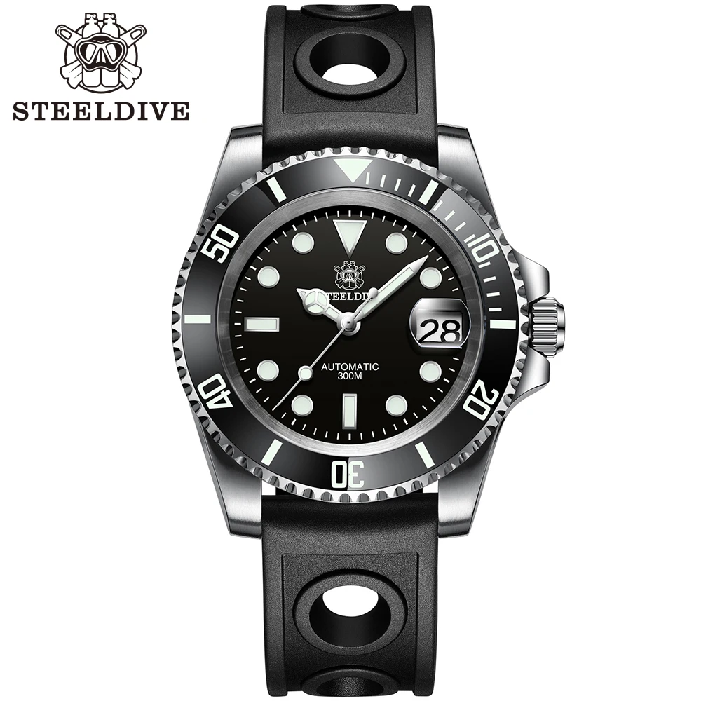 SD1953 STEELDIVE merk keramische bezel 41 mm Steeldive 30ATM waterbestendig NH35 automatisch herenduikhorloge met gefreesde sluiting