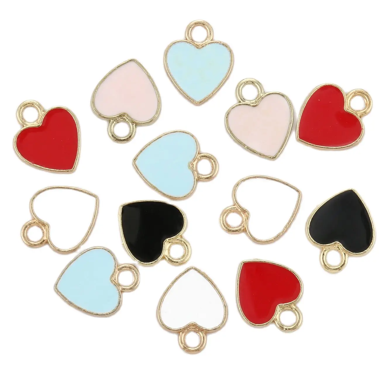 20pcs 12*10mm Alloy Enamel Heart Charms for Necklaces Pendants Earrings DIY Colorful Mini Charms Handmade Jewelry Finding Making image 2
