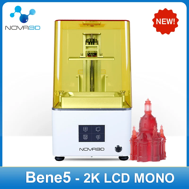 NOVA3D Bene5 Mono MSLA 3D Printer UV Photocuring 2K LCD 3D Printer 6.08inch Monochrome LCD Resin 3D Printer 130*80*150mm