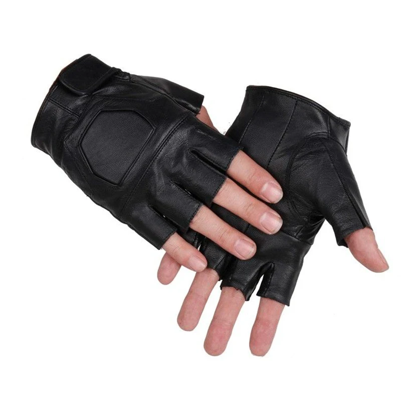 Genuine Leather Gloves Sport Driving Slip-resistant Luvas Half Finger High Quality Sheep Leather Fingerless Gym Fitness Gloves