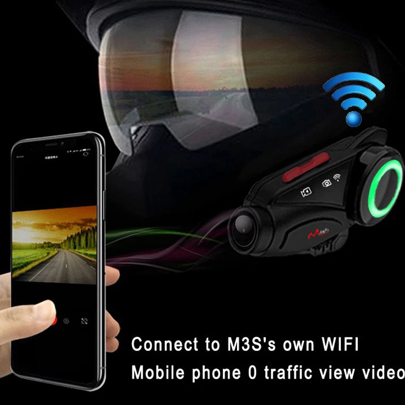 Maxto M3S Motorcycle Helmet Headset Bluetooth Intercom Waterproof Sony Lens WiFi 1440p Video Recorder DVR Interphone