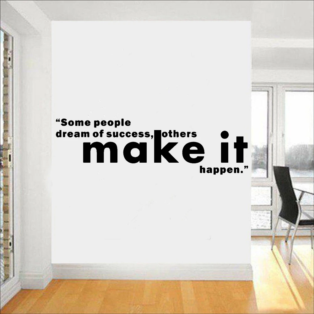 Inspirational Sentences Wall Stickers For Office Make It Happen Classroom Company Culture Decoration Vinyl Gym Wall Decals Y491