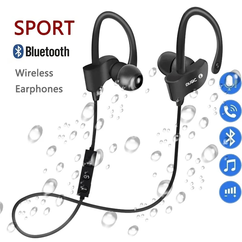 Wireless Bluetooth Earphones Earloop Noise Cancelling Headset Neckband life Sport In-Ear With Microphone For iPhone Xs Samsung 9